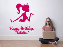 Load image into Gallery viewer, Custom Vinyl Lettering Princess Doll Woman Silhouette Wall Decal Sticker for Beauty Salon 1st Birthday Party Bohemian Decor Art Deco Minimal