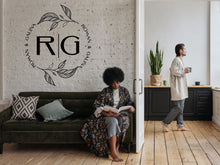 Load image into Gallery viewer, Monogram Decal Premade Logo Business Door Decal Window Decal Flower Monogram Real Estate Logo Boutique Logo Office Wall Art Minimal Decor
