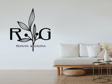 Load image into Gallery viewer, Monogram Sticker Vinyl Decals Business Logo Door Decal Flower Monogram Window Decal Realtor Logo Boutique Logo Office Wall Art Minimal Decor