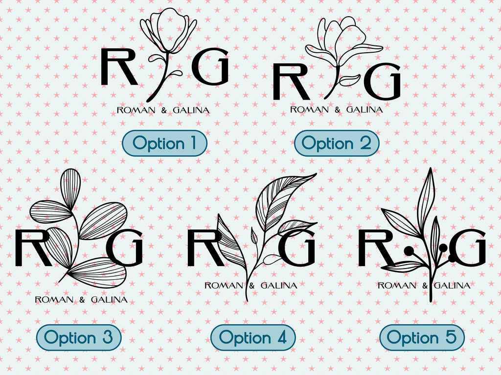 Monogram Sticker Vinyl Decals Business Logo Door Decal Flower Monogram Window Decal Realtor Logo Boutique Logo Office Wall Art Minimal Decor