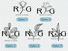 Load image into Gallery viewer, Monogram Sticker Vinyl Decals Business Logo Door Decal Flower Monogram Window Decal Realtor Logo Boutique Logo Office Wall Art Minimal Decor