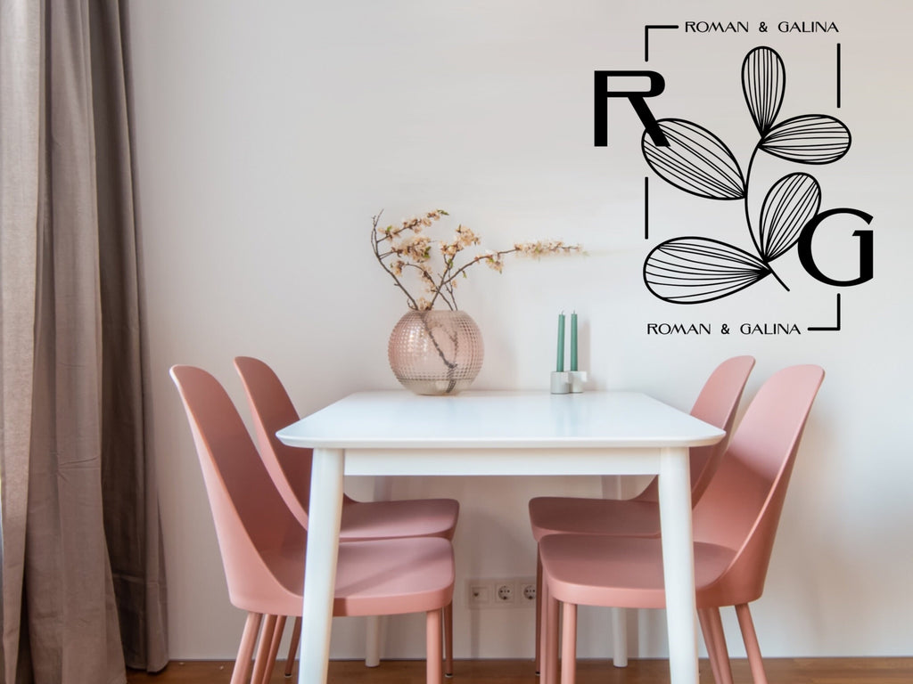 Office Wall Custom Vinyl Decal Monogram Car Decal Logo Wall Decal Office Wall Decal Business Door Decal Window Decal Flower Monogram Sticker