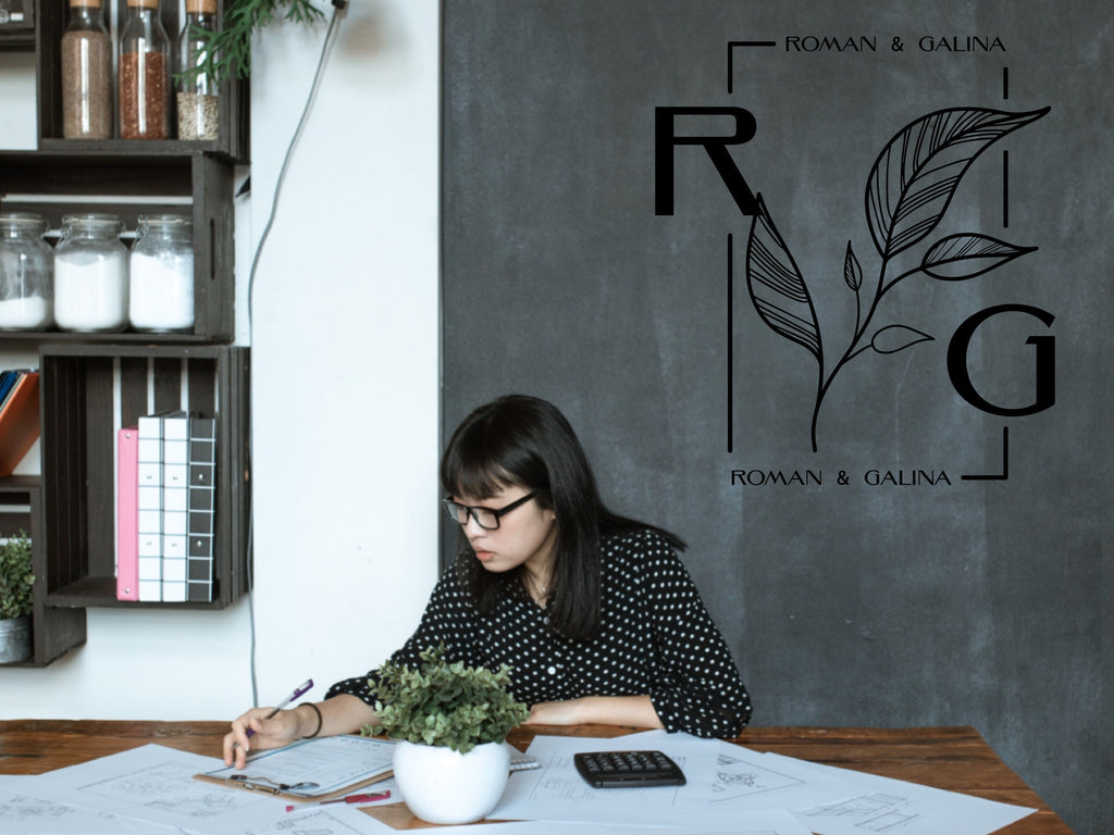 Office Wall Custom Vinyl Decal Monogram Car Decal Logo Wall Decal Office Wall Decal Business Door Decal Window Decal Flower Monogram Sticker