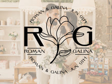 Load image into Gallery viewer, Flower Monogram Window Decal Monogram Sticker Vinyl Decals Business Logo Door Decal Realtor Logo Boutique Logo Office Wall Art Minimal Decor
