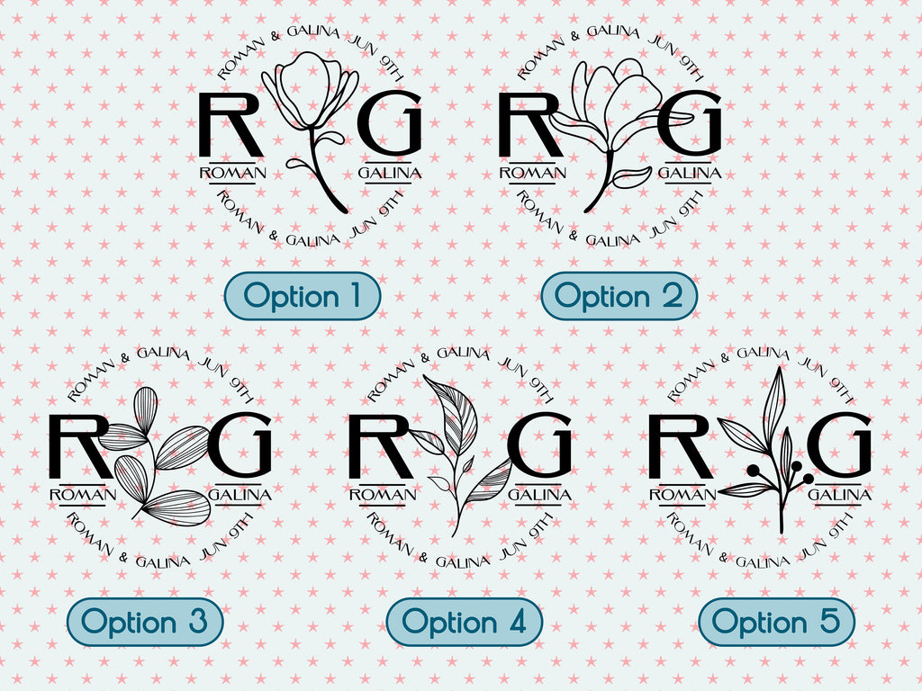 Flower Monogram Window Decal Monogram Sticker Vinyl Decals Business Logo Door Decal Realtor Logo Boutique Logo Office Wall Art Minimal Decor