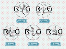 Load image into Gallery viewer, Flower Monogram Window Decal Monogram Sticker Vinyl Decals Business Logo Door Decal Realtor Logo Boutique Logo Office Wall Art Minimal Decor