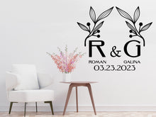 Load image into Gallery viewer, Custom Vinyl Decal Monogram Decal Sticker Monogram Car Decal Logo Wall Decal Office Wall Decal Business Door Decal Window Decal Flower
