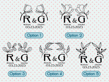 Load image into Gallery viewer, Custom Vinyl Decal Monogram Decal Sticker Monogram Car Decal Logo Wall Decal Office Wall Decal Business Door Decal Window Decal Flower