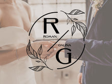 Load image into Gallery viewer, Monogram Decal Premade Logo Business Door Decal Window Decal Flower Monogram Real Estate Logo Boutique Logo Office Wall Art Minimal Decor
