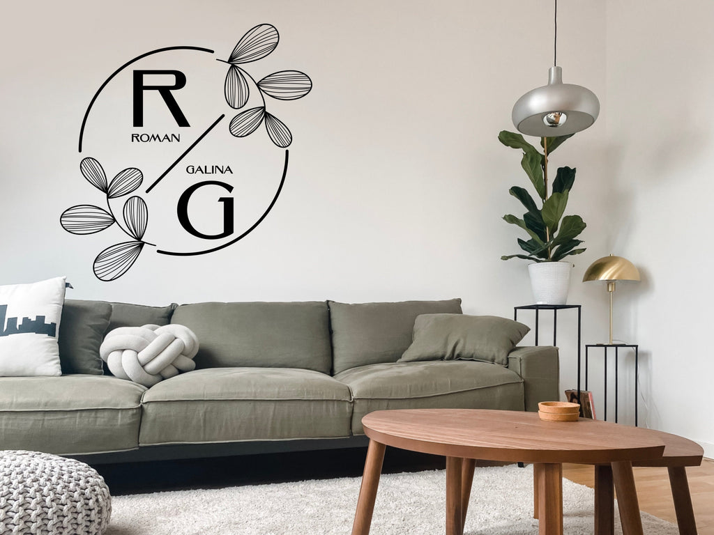 Monogram Decal Premade Logo Business Door Decal Window Decal Flower Monogram Real Estate Logo Boutique Logo Office Wall Art Minimal Decor