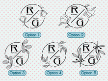 Load image into Gallery viewer, Monogram Decal Premade Logo Business Door Decal Window Decal Flower Monogram Real Estate Logo Boutique Logo Office Wall Art Minimal Decor