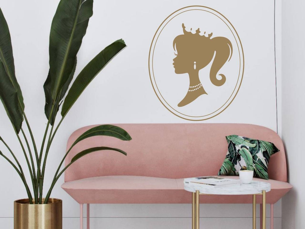 Fairytale Princess Wall Sticker Girl Room Decor Woman with Crown Silhouette Beauty Salon Boho Art Wall Decor for Nursery or Kidsroom Decor
