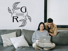 Load image into Gallery viewer, Monogram Decal Premade Logo Business Door Decal Window Decal Flower Monogram Office Wall Art Minimal Decor Real Estate Logo Boutique Logo