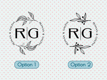 Load image into Gallery viewer, Monogram Decal Premade Logo Business Door Decal Window Decal Flower Monogram Real Estate Logo Boutique Logo Office Wall Art Minimal Decor