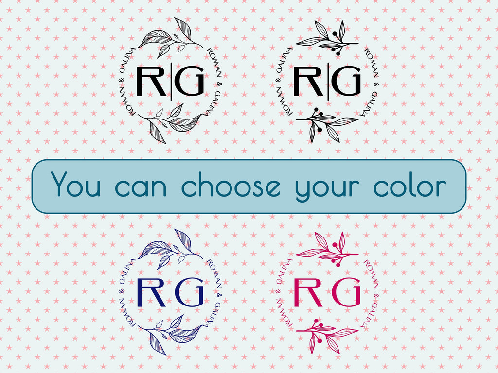 Monogram Decal Premade Logo Business Door Decal Window Decal Flower Monogram Real Estate Logo Boutique Logo Office Wall Art Minimal Decor