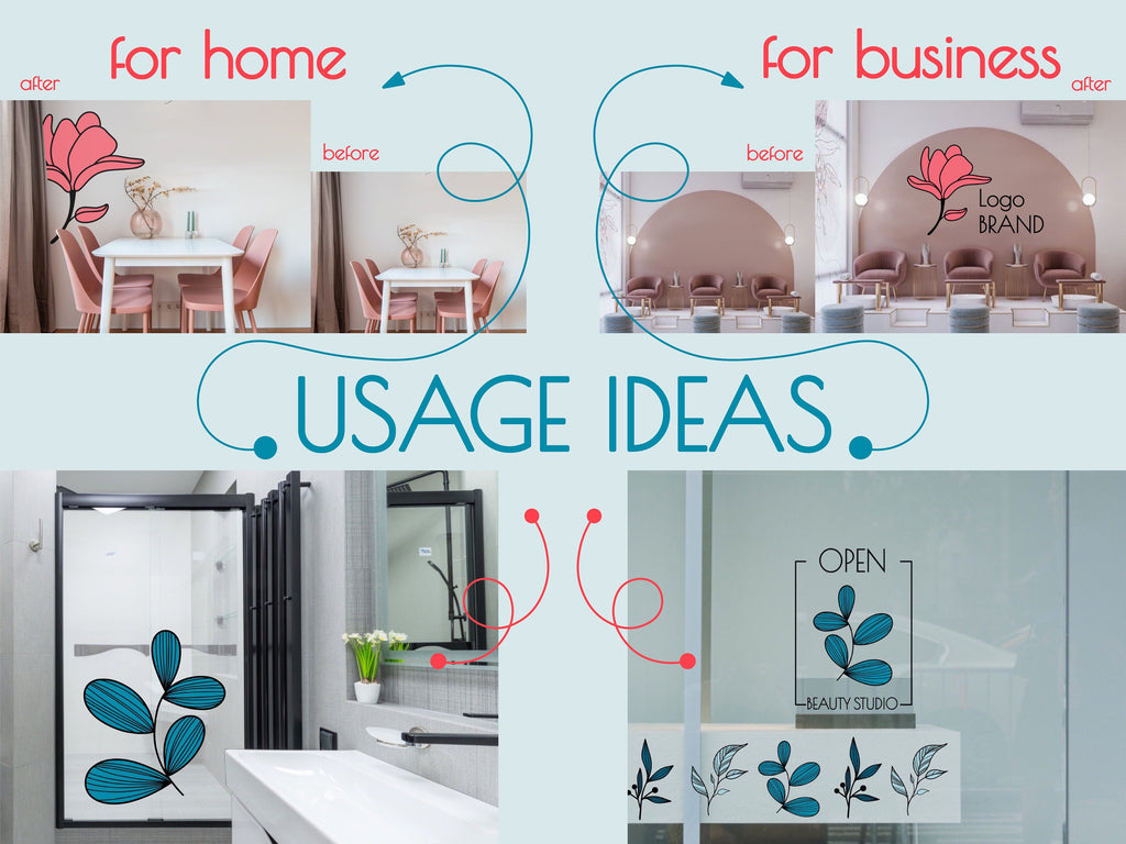 Monogram Decal Premade Logo Business Door Decal Window Decal Flower Monogram Real Estate Logo Boutique Logo Office Wall Art Minimal Decor