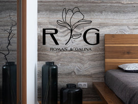 Monogram Sticker Vinyl Decals Business Logo Door Decal Flower Monogram Window Decal Realtor Logo Boutique Logo Office Wall Art Minimal Decor
