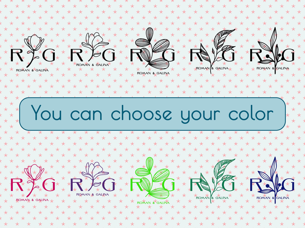 Monogram Sticker Vinyl Decals Business Logo Door Decal Flower Monogram Window Decal Realtor Logo Boutique Logo Office Wall Art Minimal Decor