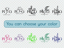 Load image into Gallery viewer, Monogram Sticker Vinyl Decals Business Logo Door Decal Flower Monogram Window Decal Realtor Logo Boutique Logo Office Wall Art Minimal Decor