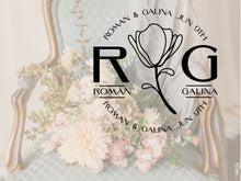 Load image into Gallery viewer, Flower Monogram Window Decal Monogram Sticker Vinyl Decals Business Logo Door Decal Realtor Logo Boutique Logo Office Wall Art Minimal Decor
