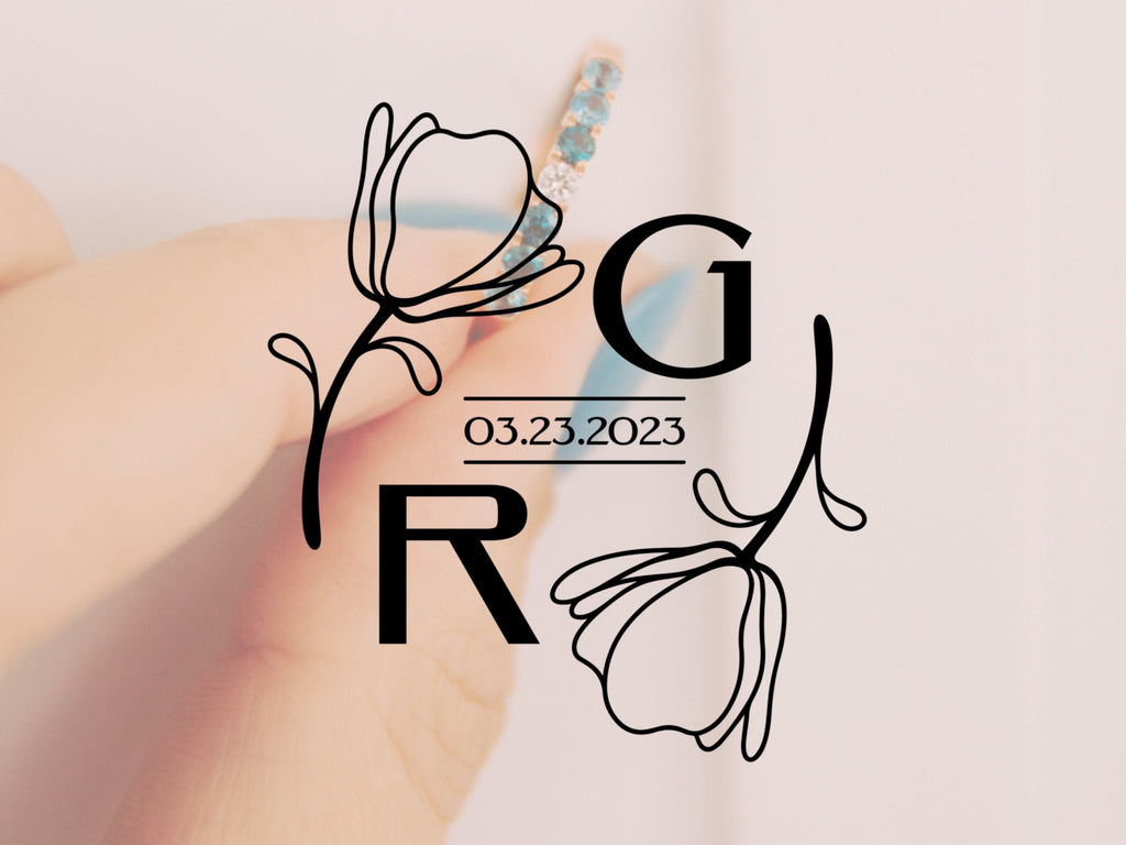 Monogram Decal Premade Logo Business Door Decal Window Decal Flower Monogram Office Wall Art Minimal Decor Real Estate Logo Boutique Logo