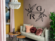 Load image into Gallery viewer, Monogram Decal Premade Logo Business Door Decal Window Decal Flower Monogram Office Wall Art Minimal Decor Real Estate Logo Boutique Logo