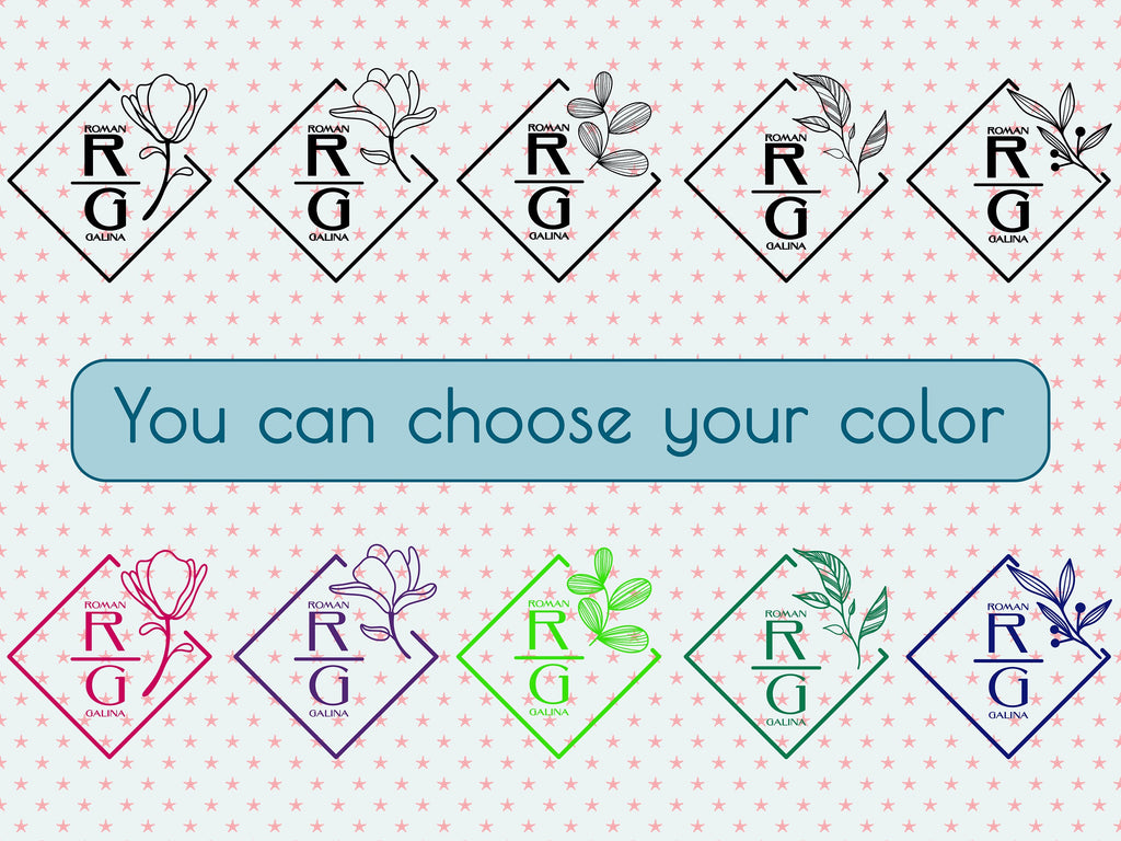 Monogram Sticker Business Logo Door Decal Flower Monogram Vinyl Decals Window Decal Office Wall Art Minimal Decor Realtor Logo Boutique Logo