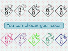 Load image into Gallery viewer, Monogram Sticker Business Logo Door Decal Flower Monogram Vinyl Decals Window Decal Office Wall Art Minimal Decor Realtor Logo Boutique Logo