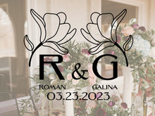 Load image into Gallery viewer, Custom Vinyl Decal Monogram Decal Sticker Monogram Car Decal Logo Wall Decal Office Wall Decal Business Door Decal Window Decal Flower