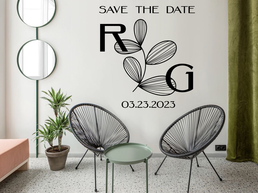 Monogram Decal Premade Logo Business Door Decal Window Decal Flower Monogram Real Estate Logo Boutique Logo Office Wall Art Minimal Decor