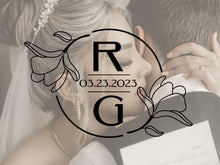 Load image into Gallery viewer, Monogram Sticker Vinyl Decals Business Logo Door Decal Flower Monogram Window Decal Realtor Logo Boutique Logo Office Wall Art Minimal Decor