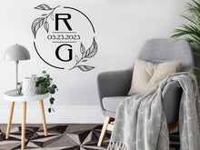 Load image into Gallery viewer, Monogram Sticker Vinyl Decals Business Logo Door Decal Flower Monogram Window Decal Realtor Logo Boutique Logo Office Wall Art Minimal Decor