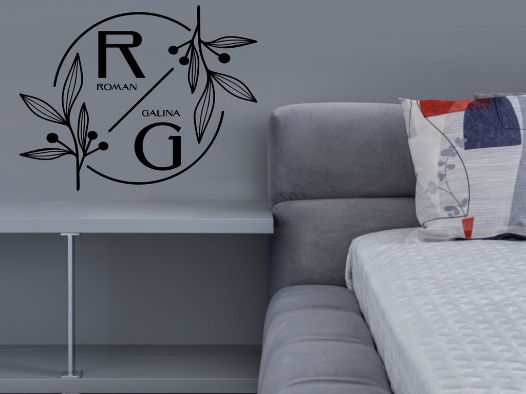 Monogram Decal Premade Logo Business Door Decal Window Decal Flower Monogram Real Estate Logo Boutique Logo Office Wall Art Minimal Decor