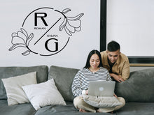 Load image into Gallery viewer, Monogram Decal Premade Logo Business Door Decal Window Decal Flower Monogram Real Estate Logo Boutique Logo Office Wall Art Minimal Decor