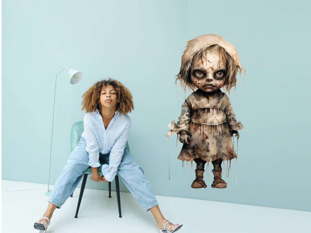 Eerie Doll Scares for Halloween - Get Your Haunting Creepy Doll Decal Today!