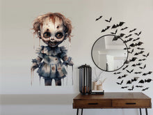Load image into Gallery viewer, Spooky and Stylish Halloween Goth Doll Sticker for Window - Perfect for adding a touch of darkness to your house party!