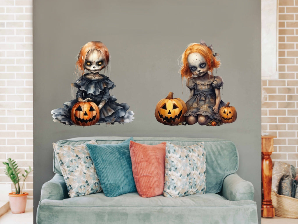 Creepy Cute Halloween Goth Doll Sticker - Bring some gothic flair to your journals, laptops, and more!