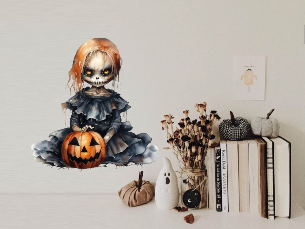 Spooky Halloween Goth Doll Decal - Creepy and Cute Goth Decor