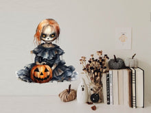 Load image into Gallery viewer, Spooky Halloween Goth Doll Decal - Creepy and Cute Goth Decor
