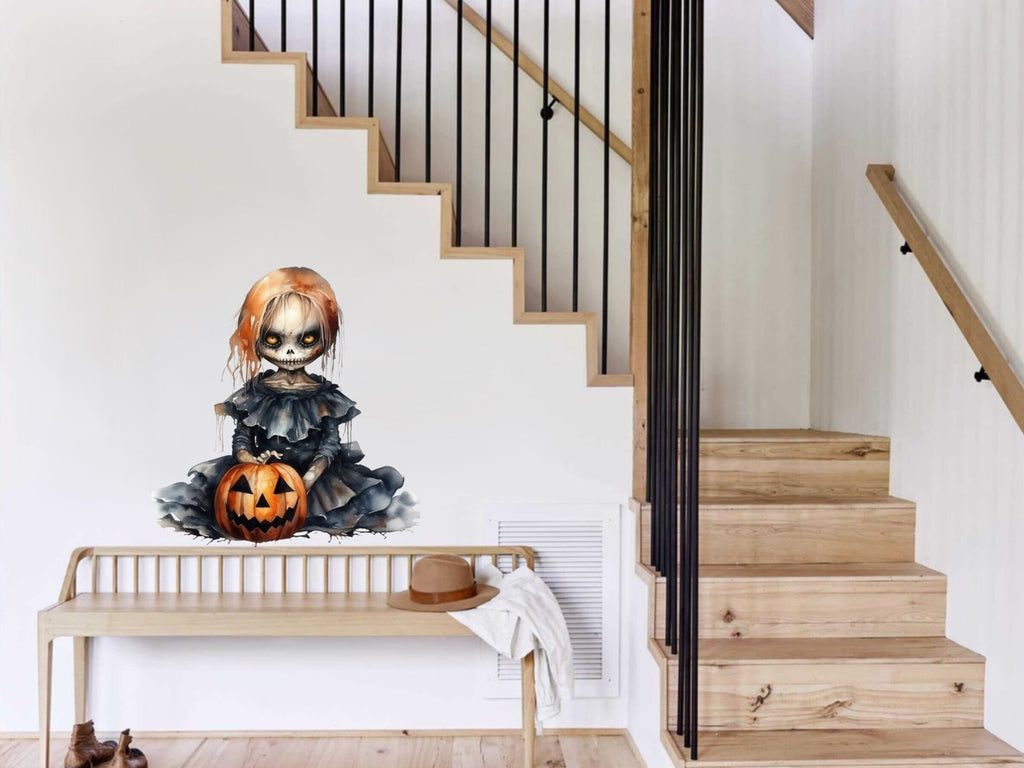 Spooky Halloween Goth Doll Decal - Creepy and Cute Goth Decor