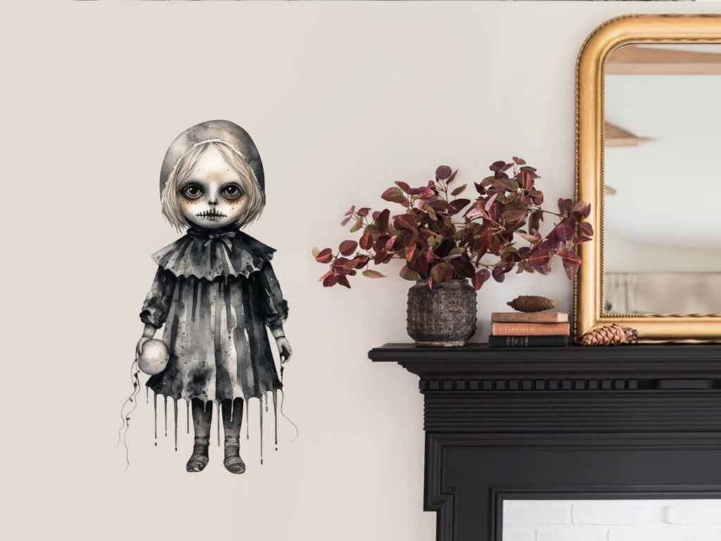 Halloween Spooky Creepy Gothic Scary Dolls Decor, Halloween Wall Decal, Halloween Party Decor, Halloween Mirror Decal, Spooky Decorations