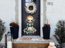 Load image into Gallery viewer, Scary Halloween Doll Wall Decal, Creepy and Cute Gothic Decor, Halloween Party Decor, Scary Stickers for Doors &amp; Garage Holiday Wall Art