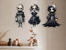 Load image into Gallery viewer, Halloween Spooky Creepy Gothic Scary Dolls Decor, Halloween Window Decal, Halloween Party Decor, Halloween Mirror Decal, Spooky Decorations