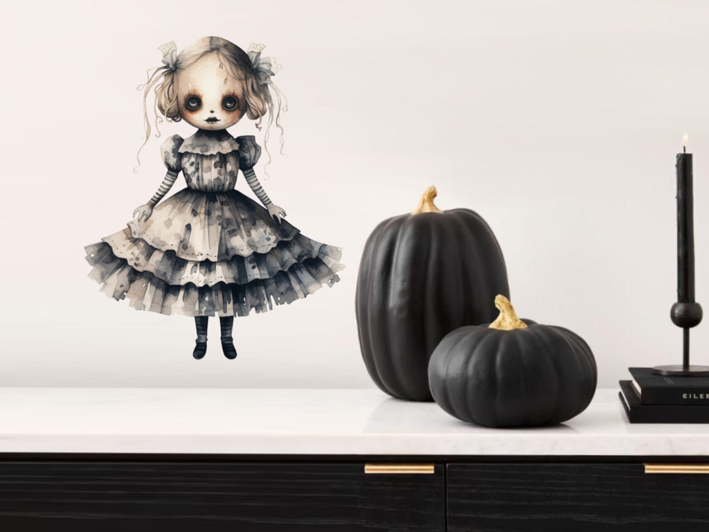 Spooky Decorations, Fall Decals Porch Decor, Halloween Sticker, Scary Doll Decor, Halloween Party Decor, Haunted Decor, Spooky, Scary