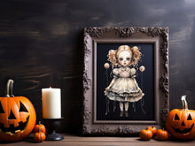 Load image into Gallery viewer, Gothic Doll Decor, Gothic Halloween theme decor, Scary Wall Stickers, Halloween Scary Party Decor, Witch Decal, Halloween Decorations