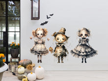 Load image into Gallery viewer, Gothic Doll Decor, Gothic Halloween theme decor, Scary Wall Stickers, Halloween Scary Party Decor, Witch Decal, Halloween Decorations