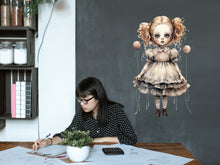 Load image into Gallery viewer, Gothic Doll Decor, Gothic Halloween theme decor, Scary Wall Stickers, Halloween Scary Party Decor, Witch Decal, Halloween Decorations