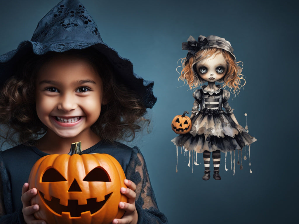 Halloween Spooky Mirror Decal, Creepy Gothic Sticker, Scary Dolls Decor, Halloween Wall Decal, Halloween Party Decor, Goth Large Doll