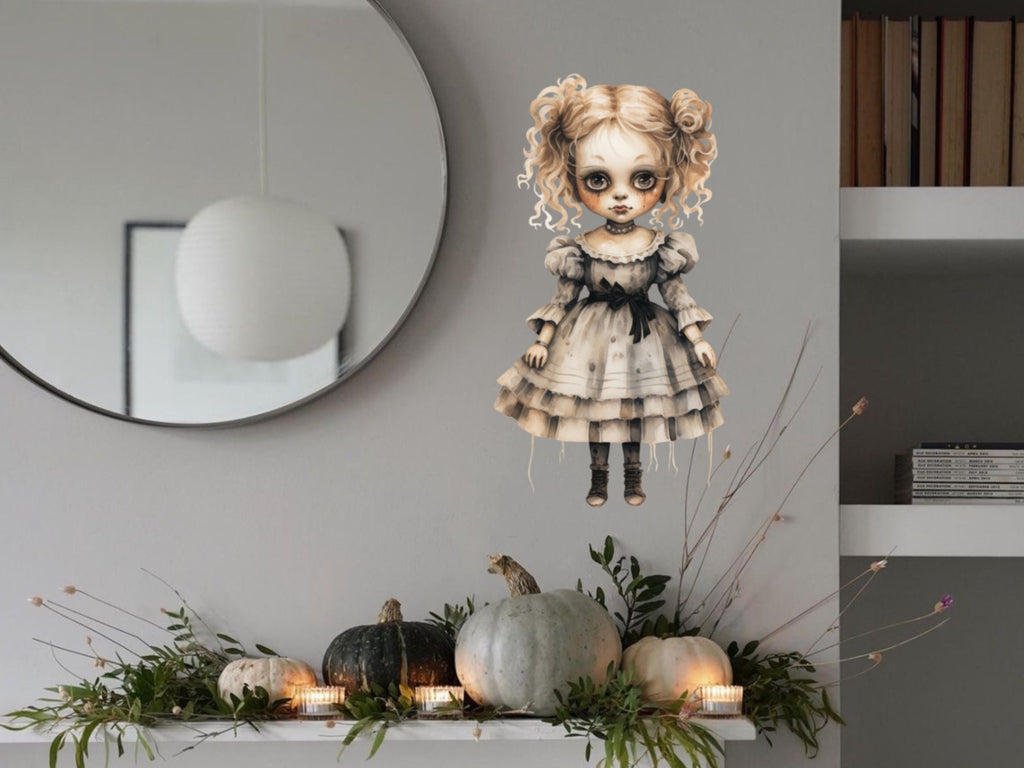 Halloween Gothic Car Decal, Scary Window Decor, Scary Large Doll Decal for Car, Halloween Party Decorations, Halloween Car Sticker
