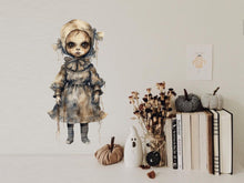 Load image into Gallery viewer, Spooky Front Door decor, Fall Decals Porch Decor, Halloween Sticker, Scary Doll Decor, Halloween Party Decor, Haunted Decor, Spooky, Scary